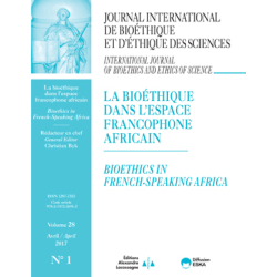 IB2017100 Consulter le Numéro 1 : La bioéthique dans l'espace francophone africain