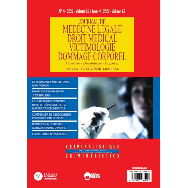 JOURNAL DE MEDECINE LEGALE DROIT MEDICAL VICTIMOLOGIE DOMMAGE CORPOREL N°4