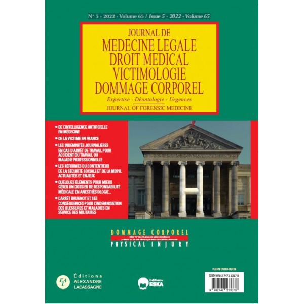 JOURNAL DE MEDECINE LEGALE DROIT MEDICAL VICTIMOLOGIE DOMMAGE CORPOREL N°6