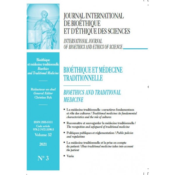 JOURNAL INTERNATIONAL DE BIOÉTHIQUE ET D’ÉTHIQUE DES SCIENCES Volume 32 2021 N° 3