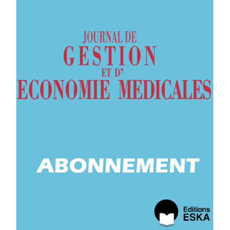 Subscription Journal de Gestion et d'Economie Médicale PRINT AND DIGITAL (PDF) VERSIONS